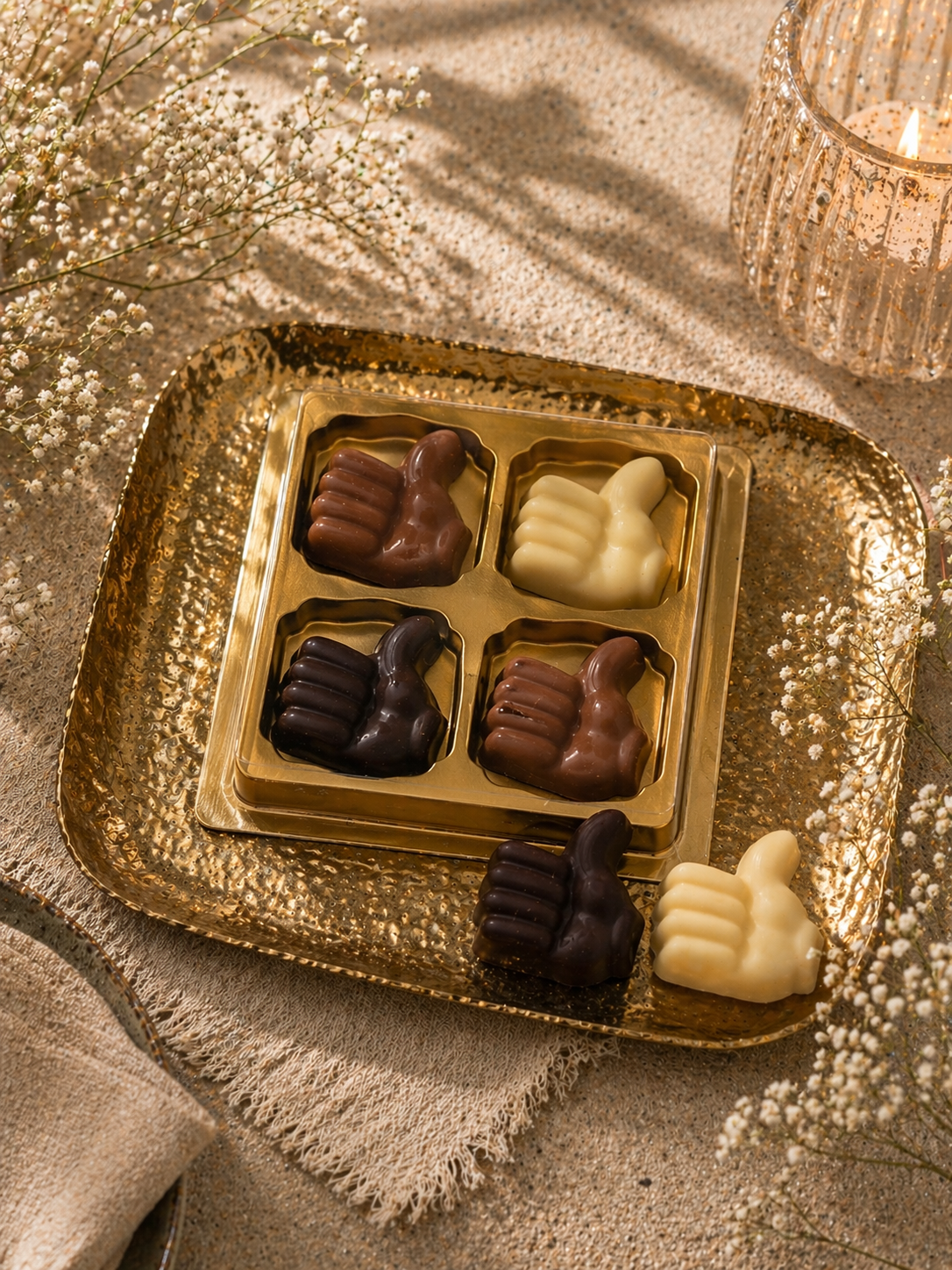 Like duim 4 chocolaatjes 